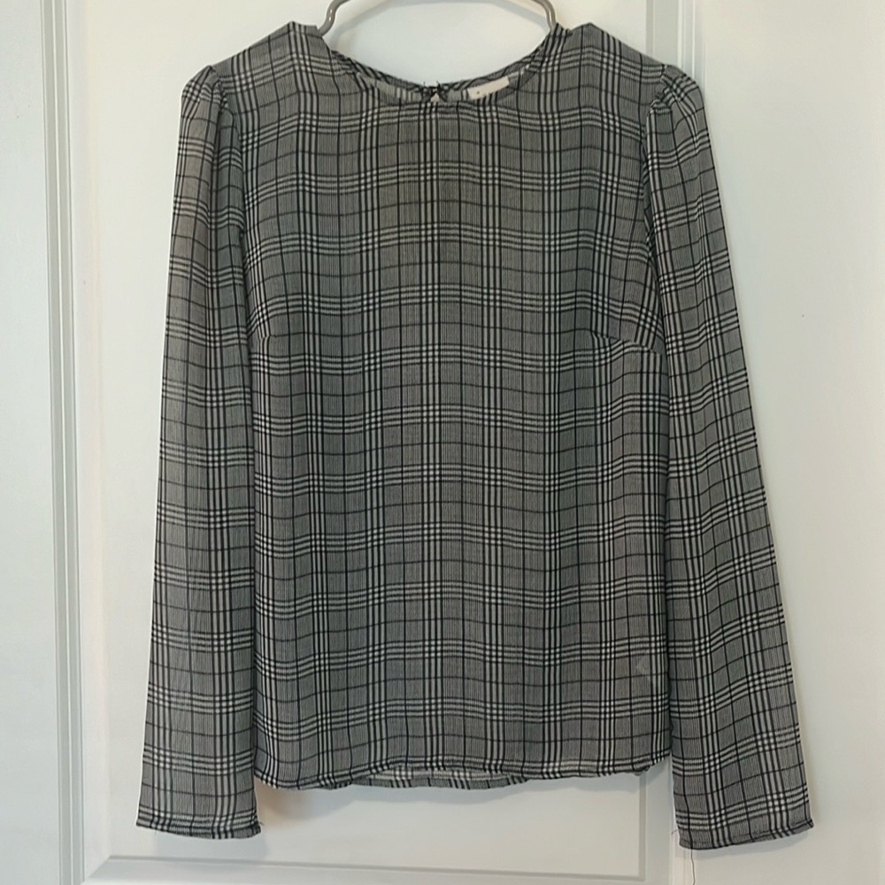 Women's Plaid Sheer Blouse